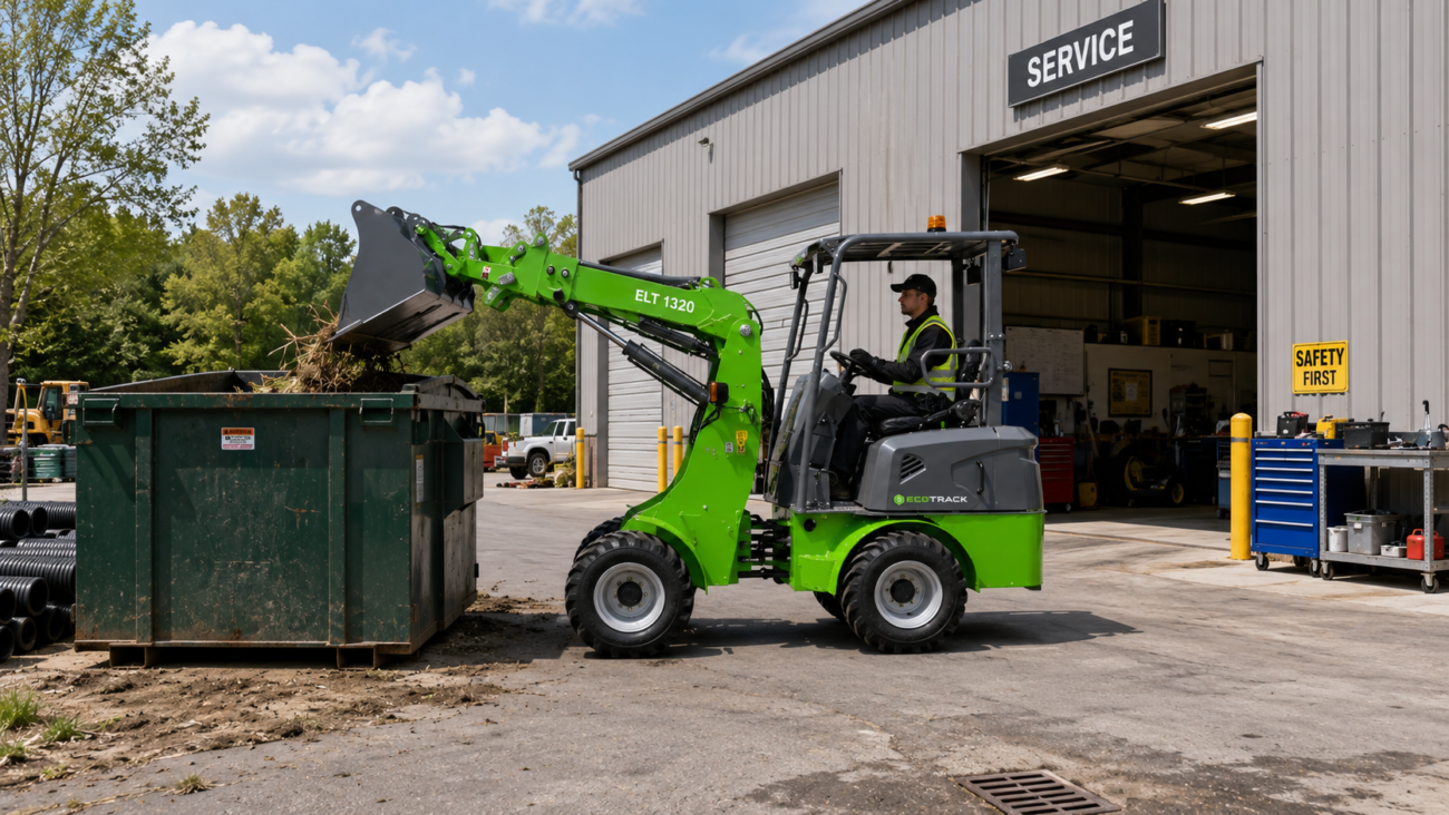 EcoTrack - Electric Front End Wheel Loader - ELT 1320 - Dumping Garbage