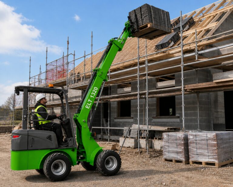 coTrack - Electric Front End Wheel Loader - ELT 1320 - Loading oof Tiles on a Construction Project