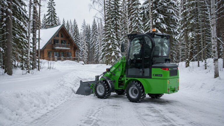 EcoTrack - Electric Articulating Front End Wheel Loader - EL1980 - Bucket Capacity 1980 lbs - Clearing Snow in the North